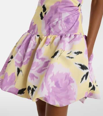 Floral gathered one-shoulder faille minidress | Patou