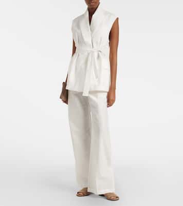 Belted cotton-blend vest | Brunello Cucinelli