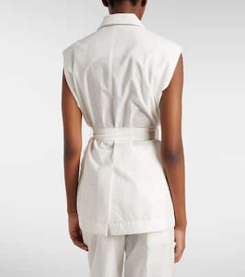 Belted cotton-blend vest | Brunello Cucinelli