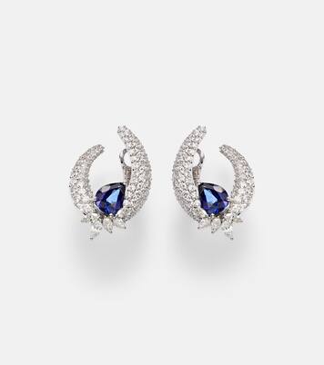18kt white gold (750/1000) earrings with diamonds and sapphires | Yeprem