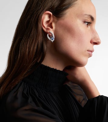 18kt white gold (750/1000) earrings with diamonds and sapphires | Yeprem