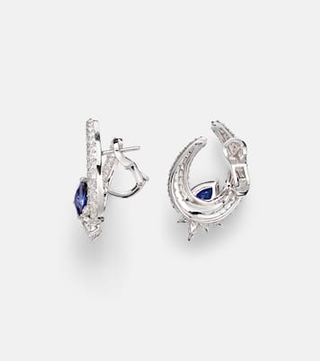 18kt white gold (750/1000) earrings with diamonds and sapphires | Yeprem