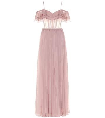 Off-Shoulder-Robe aus Seide | Rasario
