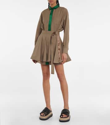 Pleated satin-trimmed minidress | Sacai