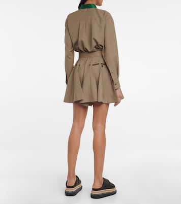 Pleated satin-trimmed minidress | Sacai