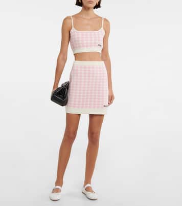 Houndstooth cashmere crop top | Miu Miu