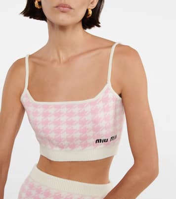 Houndstooth cashmere crop top | Miu Miu