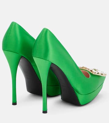 Salones Flower Strass de satén | Roger Vivier