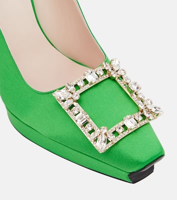 Salones Flower Strass de satén | Roger Vivier
