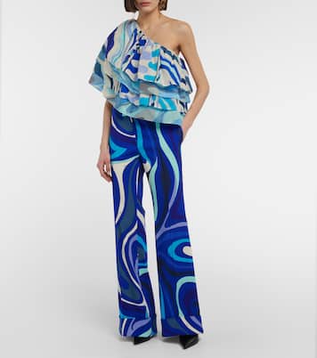 Fiamme one-shoulder cotton top | Pucci