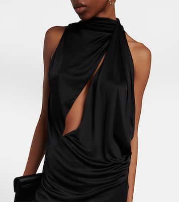 Cutout turtleneck satin midi dress | Versace