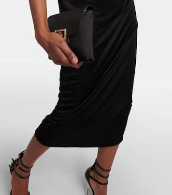 Cutout turtleneck satin midi dress | Versace