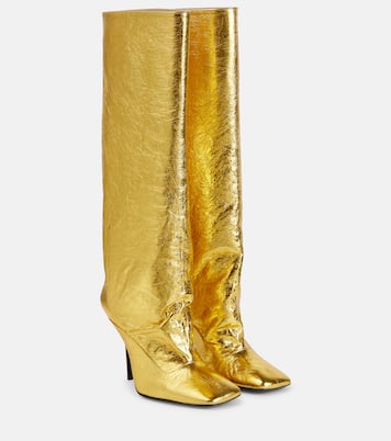 Sienna crinkled laminated leather knee-high boots 105mm | The Attico