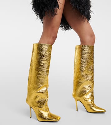 Sienna crinkled laminated leather knee-high boots 105mm | The Attico
