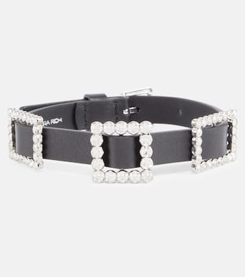 Choker in pelle con cristalli | Alessandra Rich
