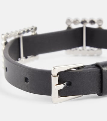 Choker in pelle con cristalli | Alessandra Rich