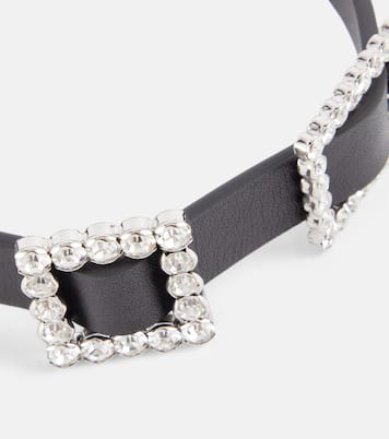 Choker in pelle con cristalli | Alessandra Rich