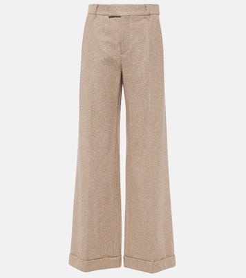 Chevron wool-blend flared pants | Brunello Cucinelli