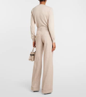 Chevron wool-blend flared pants | Brunello Cucinelli