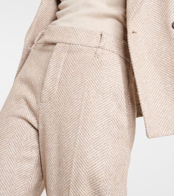 Chevron wool-blend flared pants | Brunello Cucinelli