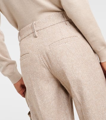 Chevron wool-blend flared pants | Brunello Cucinelli