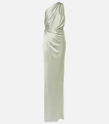 Draped one-shoulder silk satin gown | The Sei