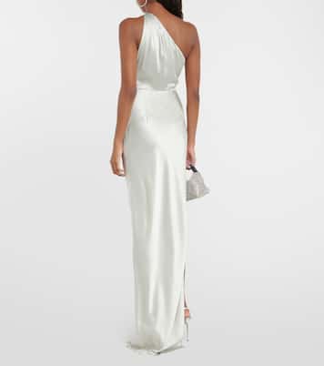 Draped one-shoulder silk satin gown | The Sei