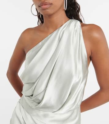 Draped one-shoulder silk satin gown | The Sei