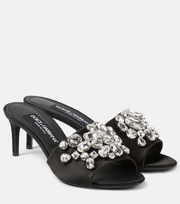 Crystal-embellished satin mules | Dolce&Gabbana