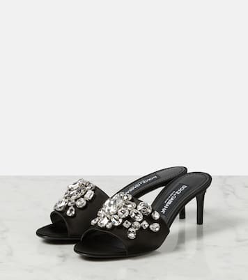 Crystal-embellished satin mules | Dolce&Gabbana