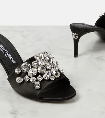 Crystal-embellished satin mules | Dolce&Gabbana