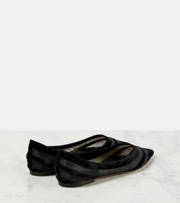 Love tulle-trimmed velvet ballet flats  | Jimmy Choo