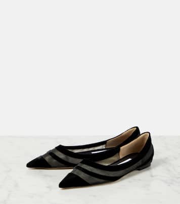 Love tulle-trimmed velvet ballet flats  | Jimmy Choo