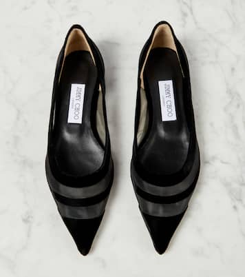 Love tulle-trimmed velvet ballet flats  | Jimmy Choo