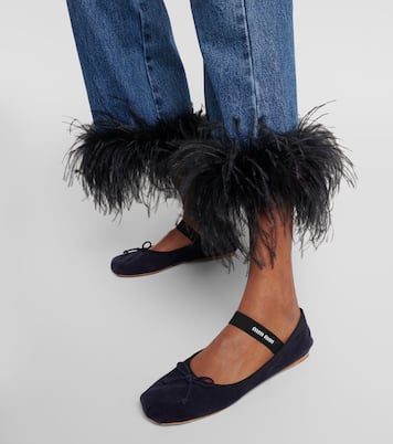 Ballerine in suede con logo | Miu Miu