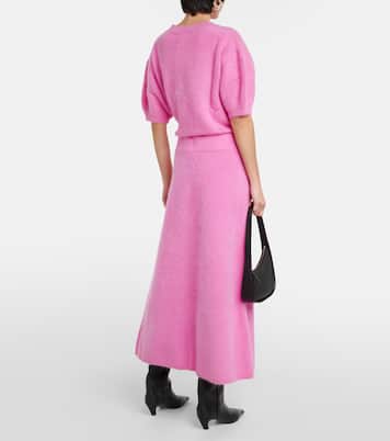 Jupe midi Asta à taille haute en cachemire | Lisa Yang