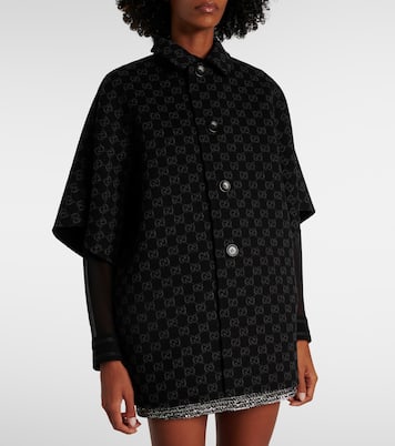 Cappotto reversibile in lana e seta GG | Gucci