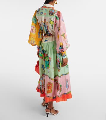Printed belted ramie shirt dress | Alémais