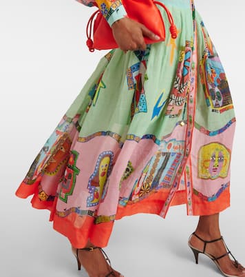 Printed belted ramie shirt dress | Alémais