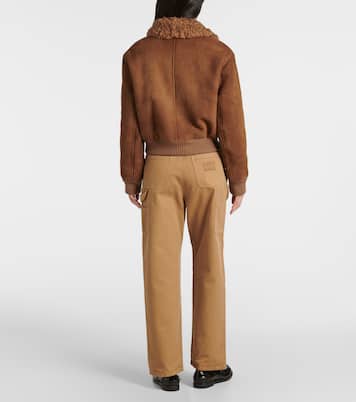 Shearling-trimmed cropped suede jacket | Miu Miu