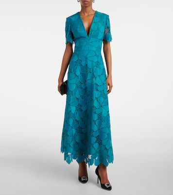 Vestido largo con bordado inglés | Elie Saab