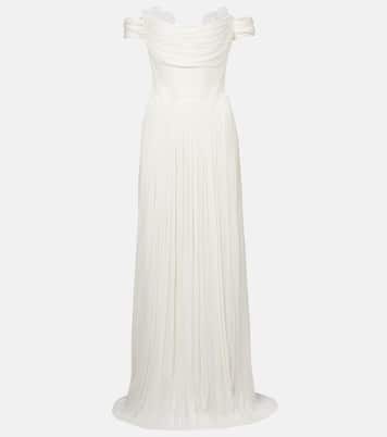 Robe longue Sharon en soie à encolure bardot | Maria Lucia Hohan