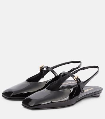 Ballerines slingback en cuir verni | Prada