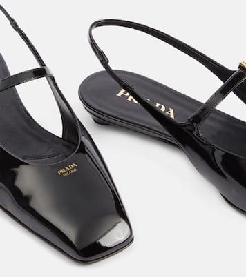 Ballerines slingback en cuir verni | Prada