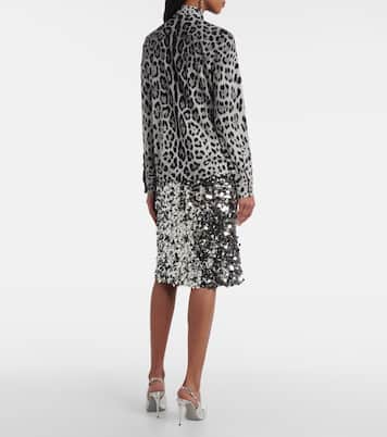 Camicia in misto seta con stampa leopardata | Dolce&Gabbana
