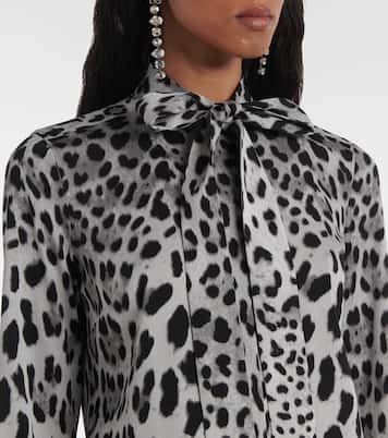 Camicia in misto seta con stampa leopardata | Dolce&Gabbana