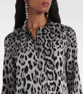Camicia in misto seta con stampa leopardata | Dolce&Gabbana