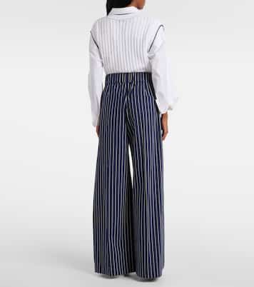 Pantaloni a gamba larga in cotone e seta | Brunello Cucinelli