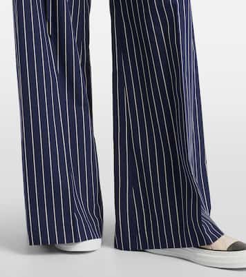 Pantaloni a gamba larga in cotone e seta | Brunello Cucinelli