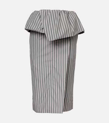 Falda midi de popelín de algodón a rayas | Dries Van Noten